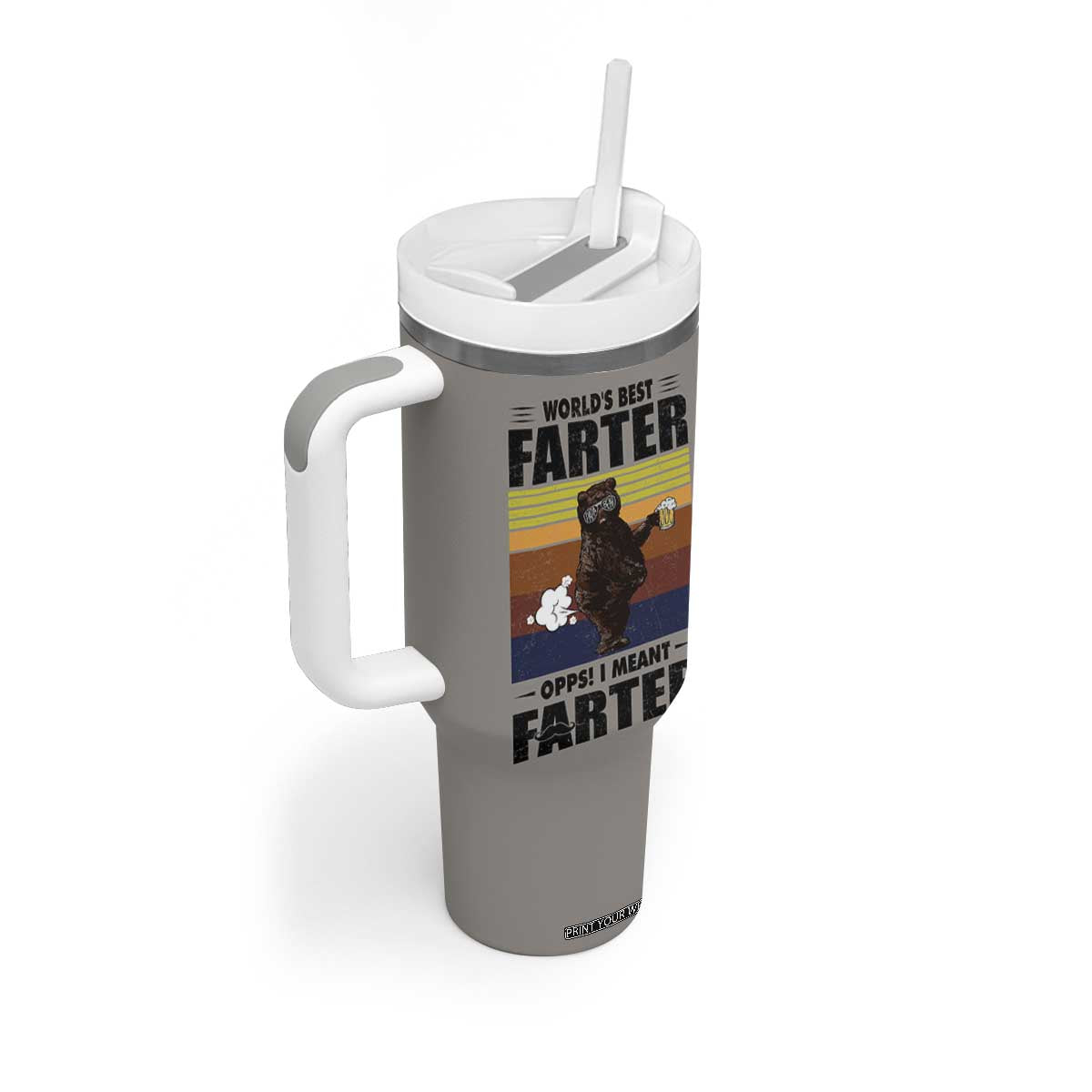 Funny Father's Day Gift For Dad Tumbler With Handle Papa Bear World's Best Farter I Mean Father TB10 Print Your Wear