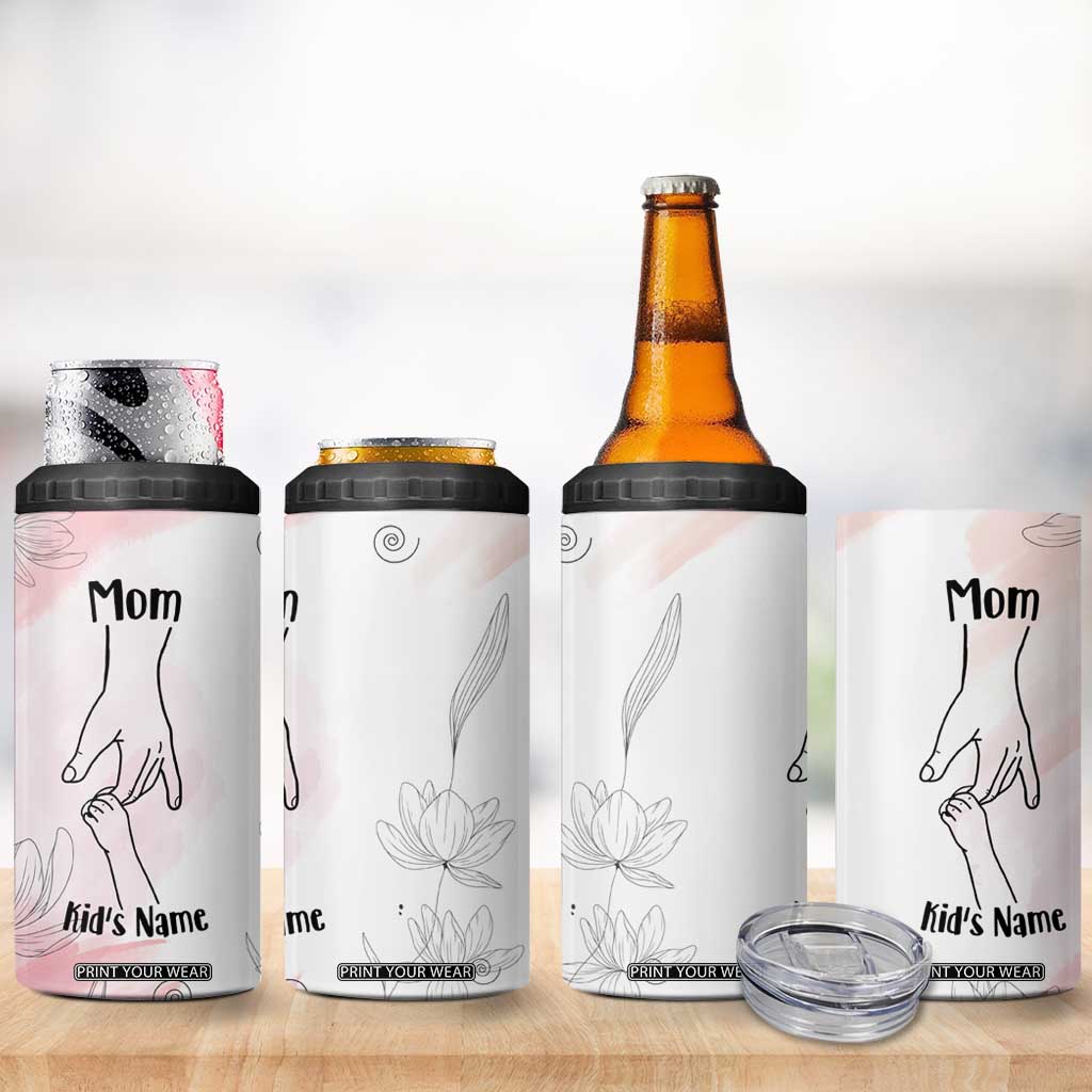 Personalized Mom Gifts 4 in 1 Can Cooler Tumbler Mama Holding Hands Custom Kid Names Mothers Day Gift TB10 Print Your Wear