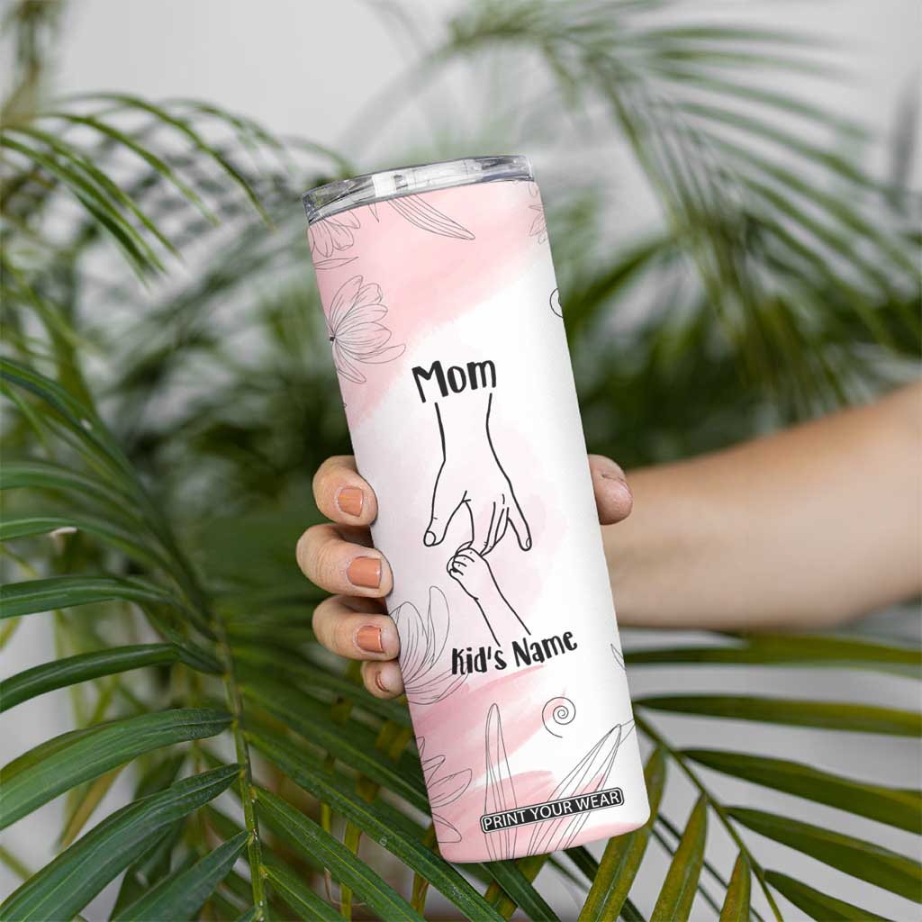 Personalized Mom Gifts Skinny Tumbler Mama Holding Hands Custom Kid Names Mothers Day Gift TB10 Print Your Wear