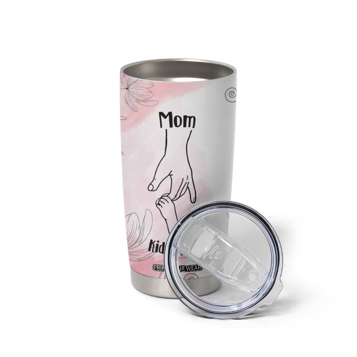 Personalized Mom Gifts Tumbler Cup Mama Holding Hands Custom Kid Names Mothers Day Gift TB10 Print Your Wear
