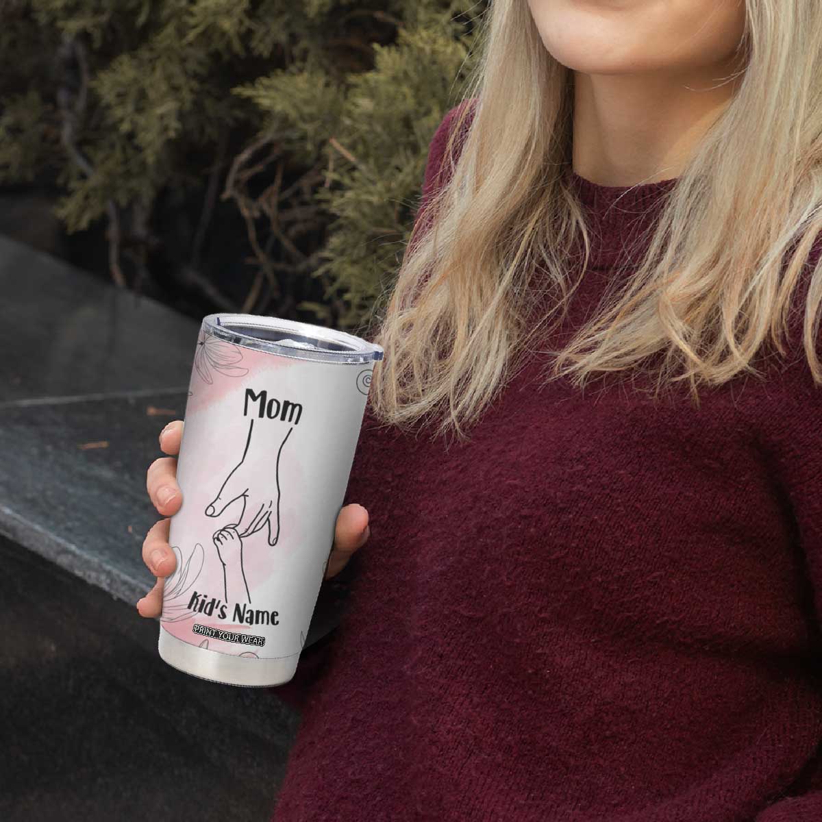 Personalized Mom Gifts Tumbler Cup Mama Holding Hands Custom Kid Names Mothers Day Gift TB10 Print Your Wear