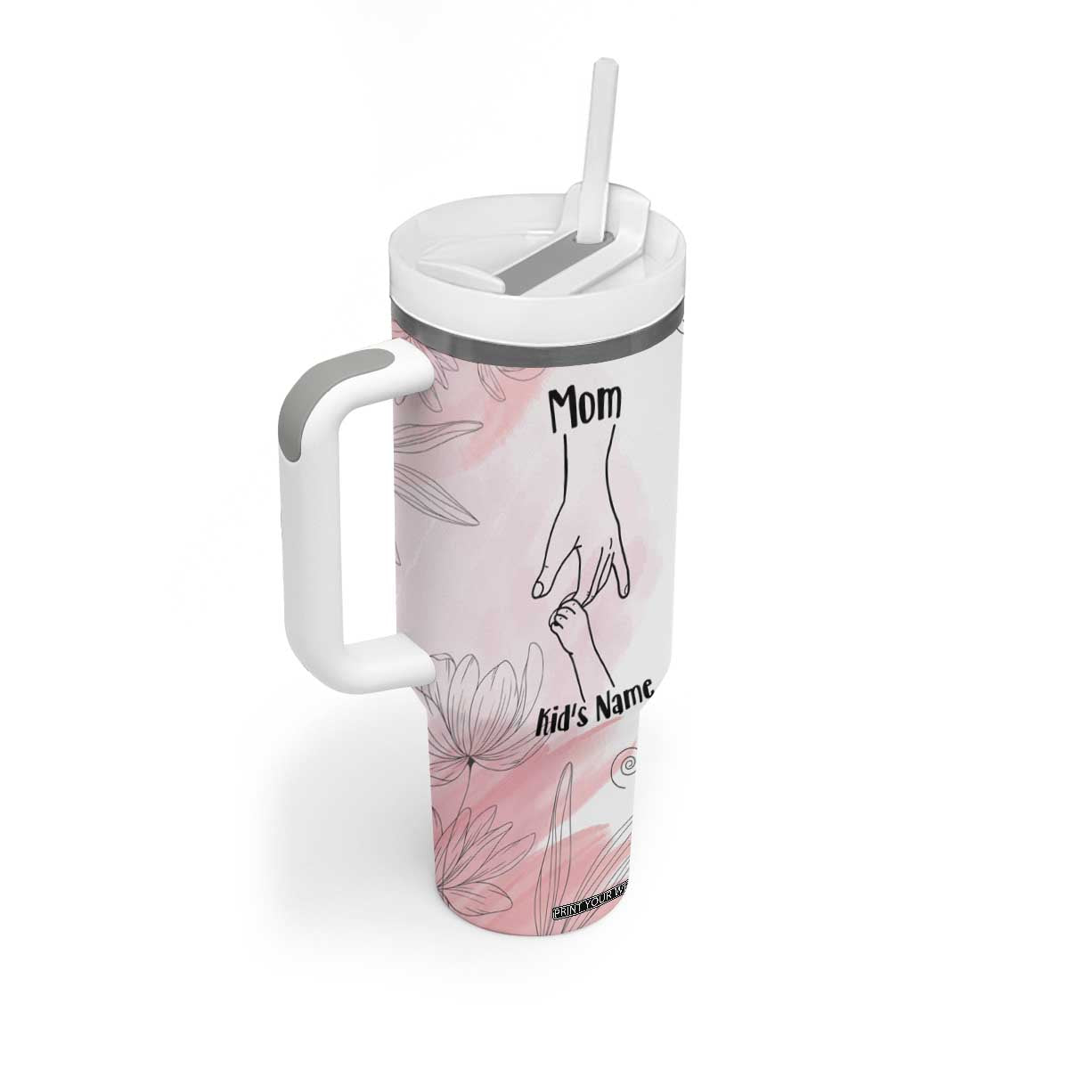 Personalized Mom Gifts Tumbler With Handle Mama Holding Hands Custom Kid Names Mothers Day Gift TB10 Print Your Wear