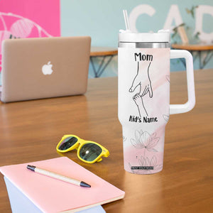 Personalized Mom Gifts Tumbler With Handle Mama Holding Hands Custom Kid Names Mothers Day Gift TB10 Print Your Wear