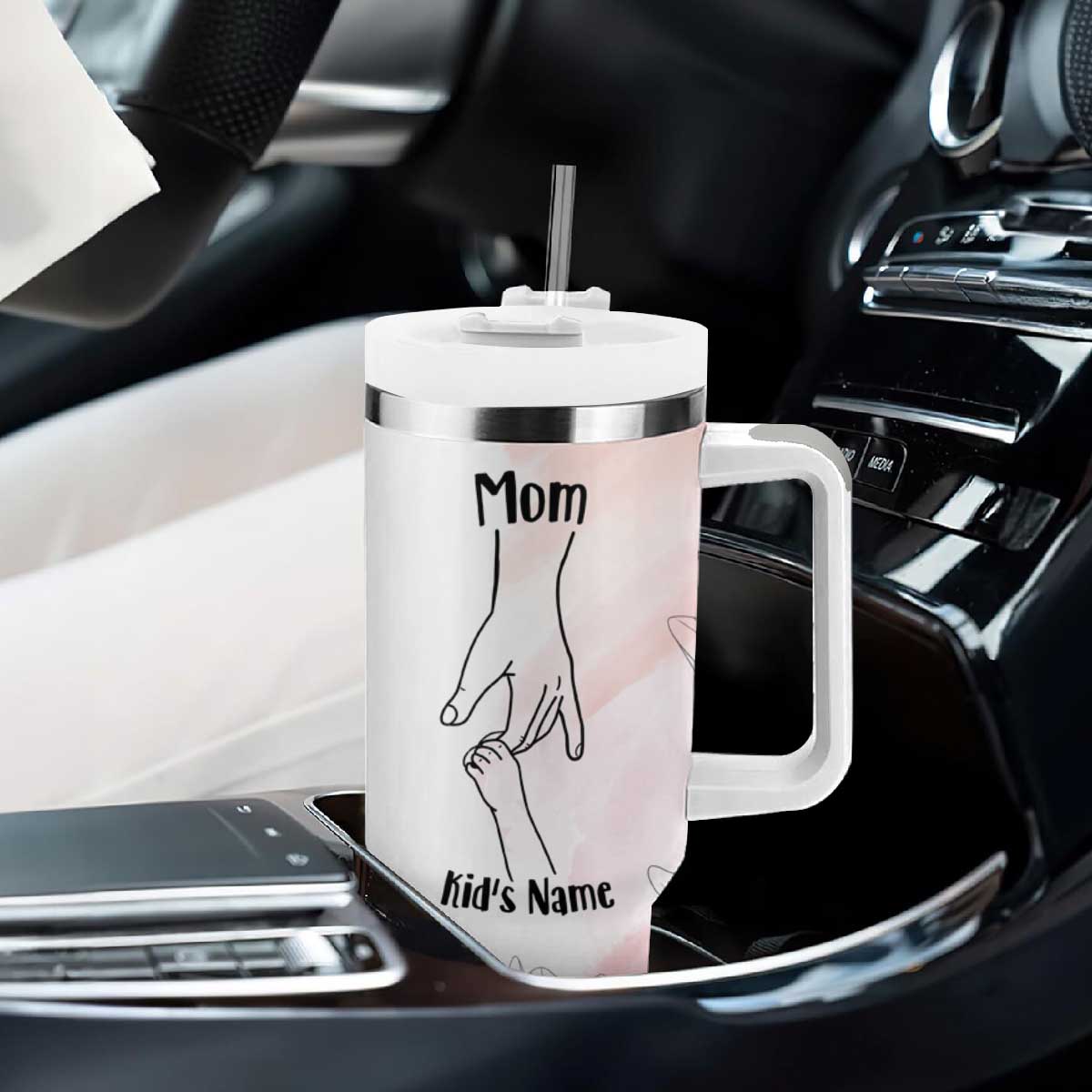 Personalized Mom Gifts Tumbler With Handle Mama Holding Hands Custom Kid Names Mothers Day Gift TB10 Print Your Wear
