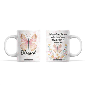 Christian Gifts for Women Faith Coffee Mug Blessed Inspirational Religious Bible Gift for Her Pink Butterfly TB10 Pink Print Your Wear