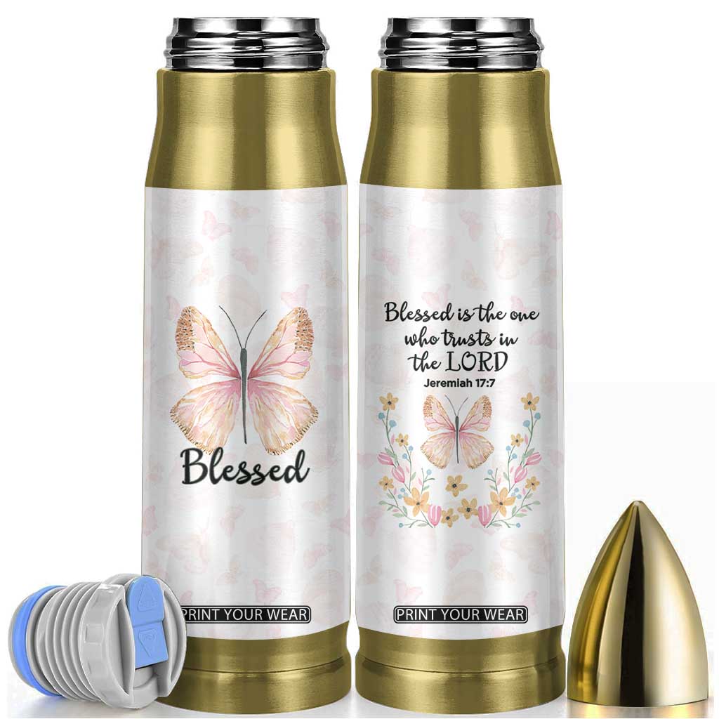 Christian Gifts for Women Faith Bullet Tumbler Blessed Inspirational Religious Bible Gift for Her Pink Butterfly TB10 Pink Print Your Wear