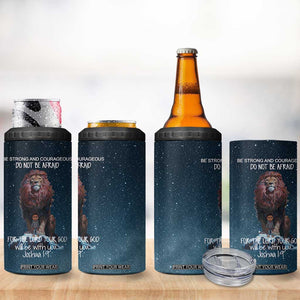 Bible Verse 4 in 1 Can Cooler Tumbler Inspirational Scripture Strong & Courageous Joshua 1:9 TB10 Print Your Wear