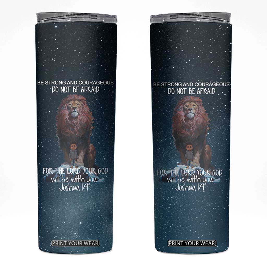 Bible Verse Skinny Tumbler Inspirational Scripture Strong & Courageous Joshua 1:9 TB10 Navy Print Your Wear