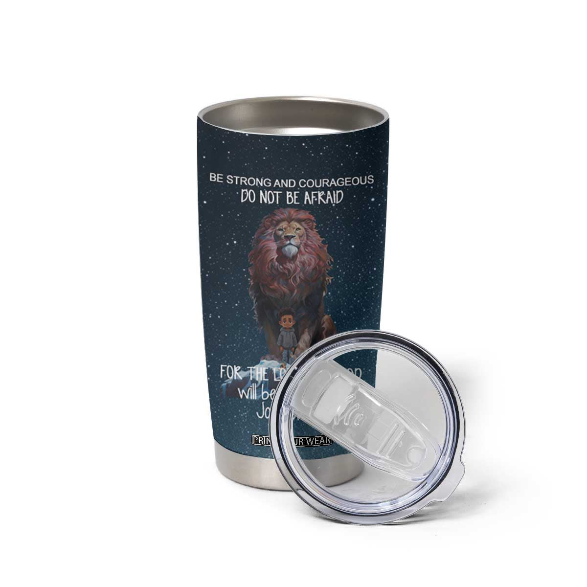 Bible Verse Tumbler Cup Inspirational Scripture Strong & Courageous Joshua 1:9 TB10 Print Your Wear