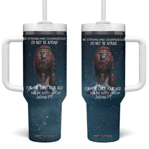 Bible Verse Tumbler With Handle Inspirational Scripture Strong & Courageous Joshua 1:9 TB10 One Size: 40 oz Navy Print Your Wear