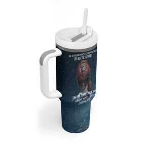 Bible Verse Tumbler With Handle Inspirational Scripture Strong & Courageous Joshua 1:9 TB10 Print Your Wear