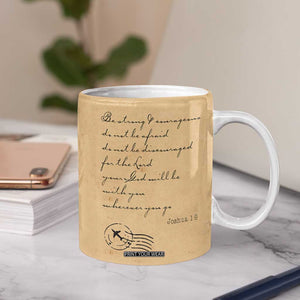 Vintage Christian Coffee Mug Be Strong and Courageous Joshua 1:9 Bible Verse TB10 Print Your Wear