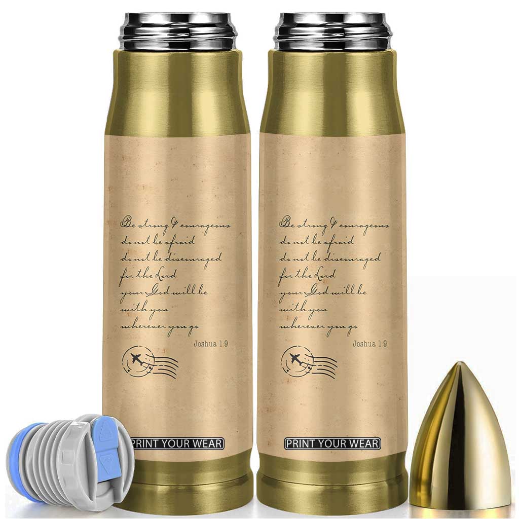 Vintage Christian Bullet Tumbler Be Strong and Courageous Joshua 1:9 Bible Verse TB10 Brown Print Your Wear