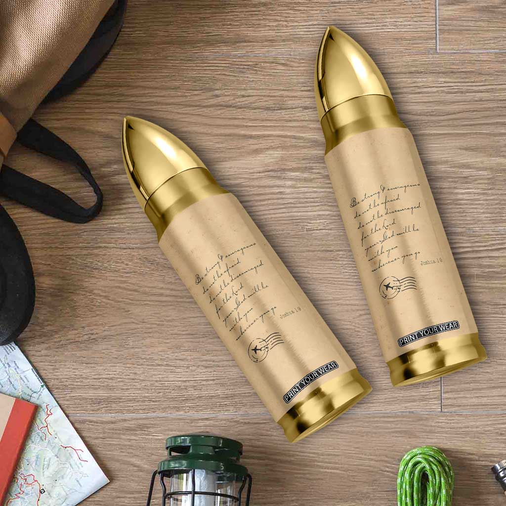 Vintage Christian Bullet Tumbler Be Strong and Courageous Joshua 1:9 Bible Verse TB10 Print Your Wear