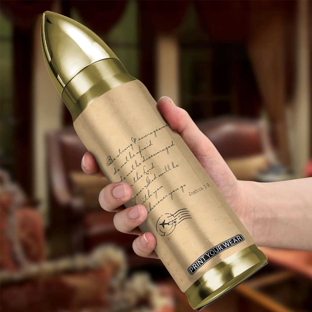 Vintage Christian Bullet Tumbler Be Strong and Courageous Joshua 1:9 Bible Verse TB10 Print Your Wear