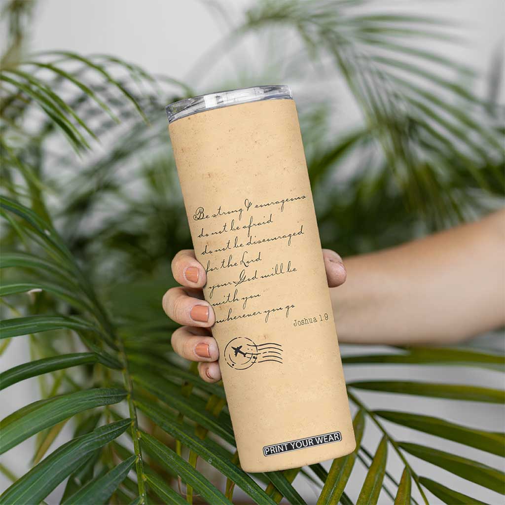Vintage Christian Skinny Tumbler Be Strong and Courageous Joshua 1:9 Bible Verse TB10 Print Your Wear