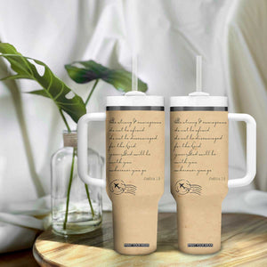 Vintage Christian Tumbler With Handle Be Strong and Courageous Joshua 1:9 Bible Verse TB10 Print Your Wear