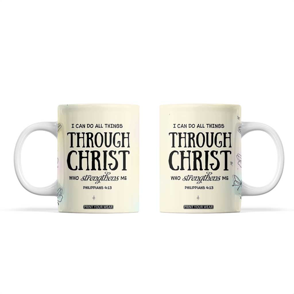 Christian Gifts for Women Faith Coffee Mug Christ Encouraging Bible Verse Cute Butterflies TB10 Yellow Print Your Wear