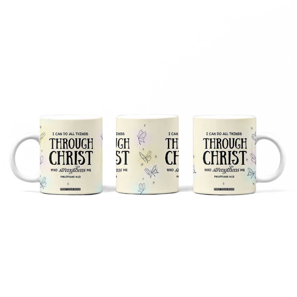 Christian Gifts for Women Faith Coffee Mug Christ Encouraging Bible Verse Cute Butterflies TB10 Print Your Wear