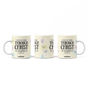 Christian Gifts for Women Faith Coffee Mug Christ Encouraging Bible Verse Cute Butterflies TB10 Print Your Wear