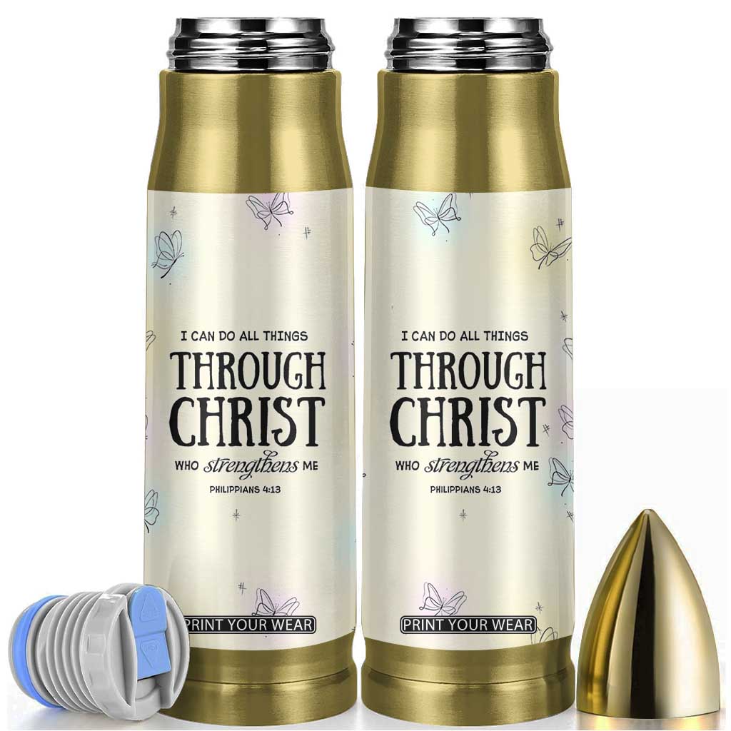 Christian Gifts for Women Faith Bullet Tumbler Christ Encouraging Bible Verse Cute Butterflies TB10 Yellow Print Your Wear