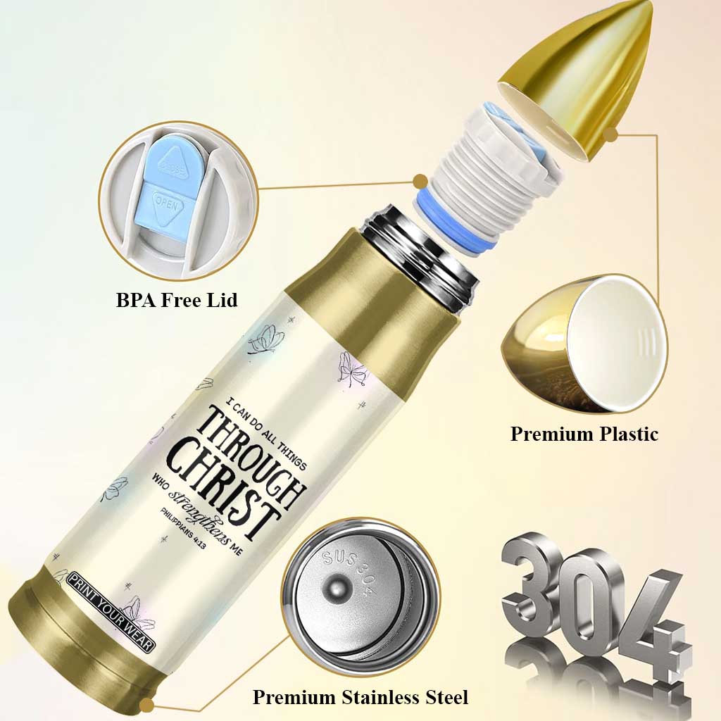 Christian Gifts for Women Faith Bullet Tumbler Christ Encouraging Bible Verse Cute Butterflies TB10 Print Your Wear