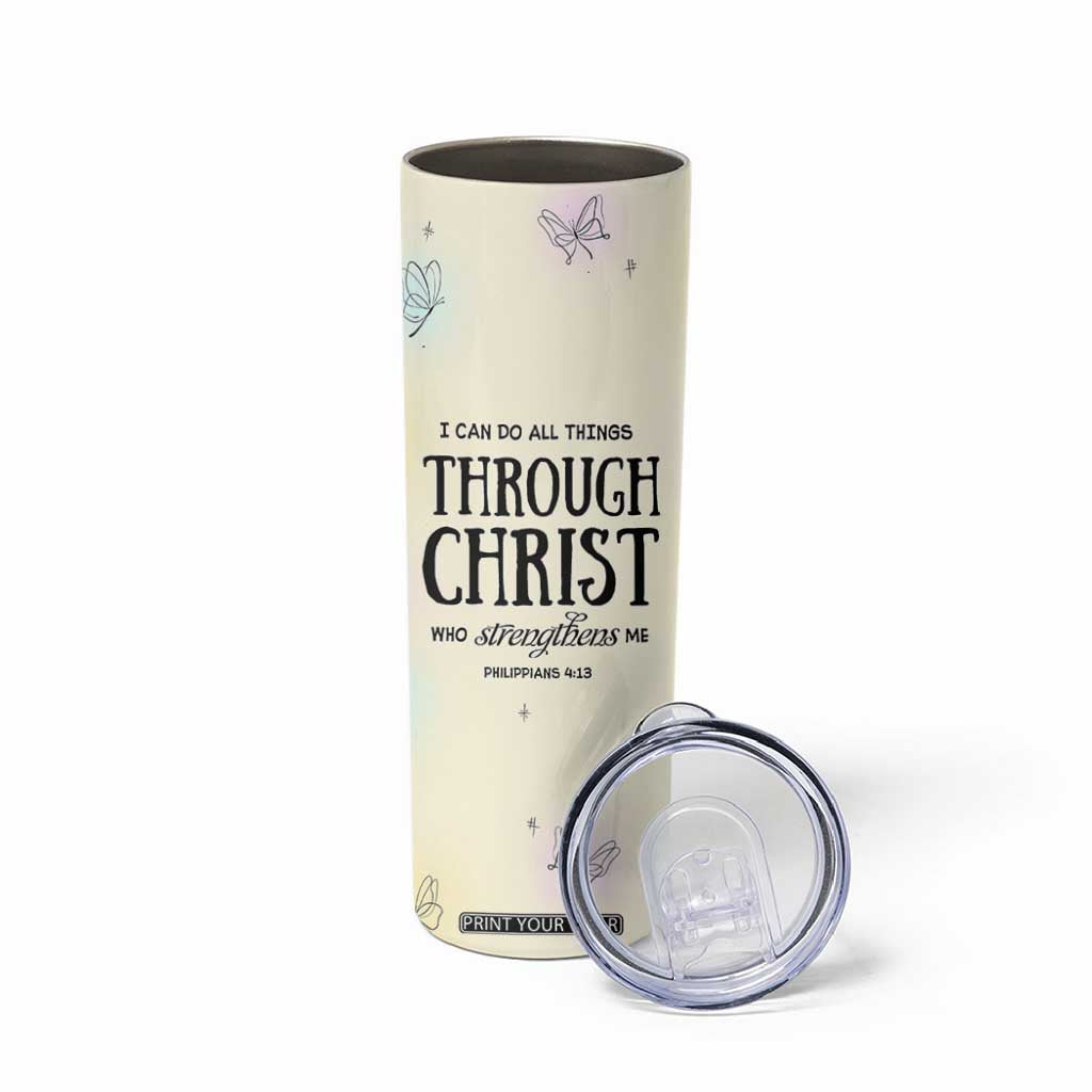 Christian Gifts for Women Faith Skinny Tumbler Christ Encouraging Bible Verse Cute Butterflies TB10 Print Your Wear