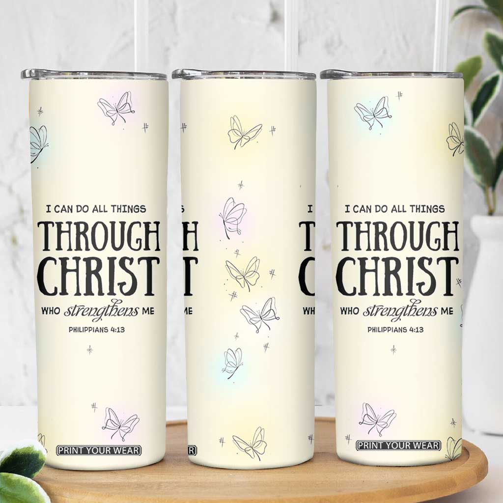 Christian Gifts for Women Faith Skinny Tumbler Christ Encouraging Bible Verse Cute Butterflies TB10 Print Your Wear