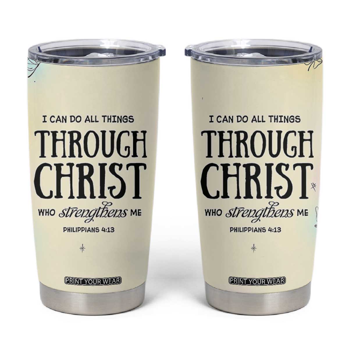 Christian Gifts for Women Faith Tumbler Cup Christ Encouraging Bible Verse Cute Butterflies TB10 Yellow Print Your Wear