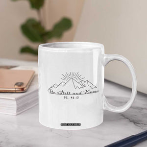 Subtle Christian Coffee Mug Be Still & Know Psalm Minimal Religious Faith Inspirational Gifts TB10 Print Your Wear
