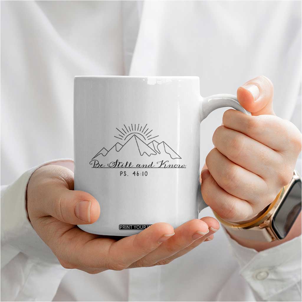 Subtle Christian Coffee Mug Be Still & Know Psalm Minimal Religious Faith Inspirational Gifts TB10 Print Your Wear