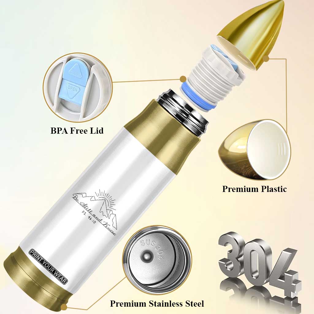 Subtle Christian Bullet Tumbler Be Still & Know Psalm Minimal Religious Faith Inspirational Gifts TB10 Print Your Wear