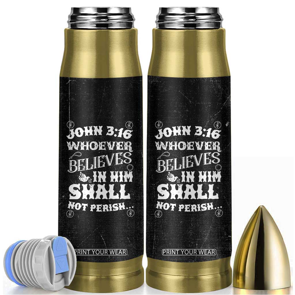 Christian Gifts for Men Bullet Tumbler Inspirational Bible Verse John 3:16 TB10 Black Print Your Wear