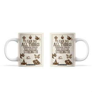 Christian Gifts Coffee Mug I Can Do All Things Through Christ Bible Verse Philippians 4:13 TB10 Beige Print Your Wear