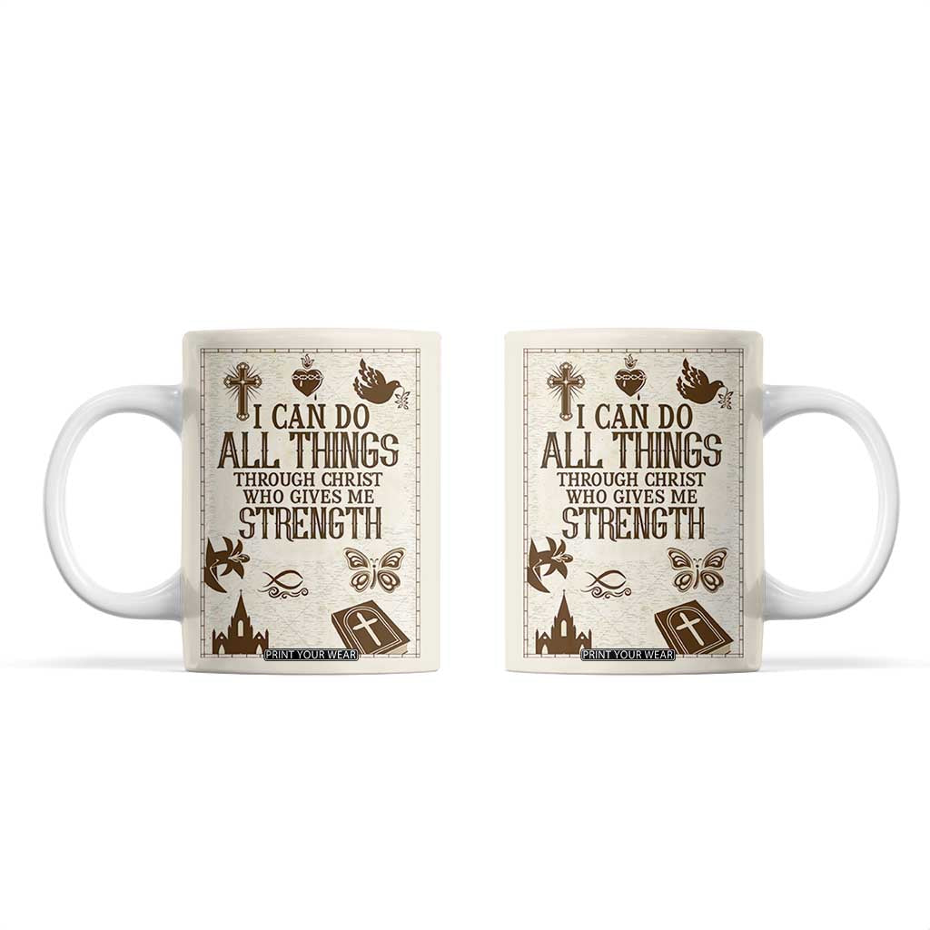 Christian Gifts Coffee Mug I Can Do All Things Through Christ Bible Verse Philippians 4:13 TB10 Beige Print Your Wear