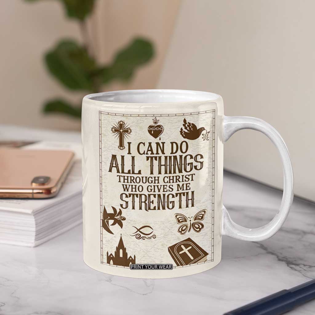 Christian Gifts Coffee Mug I Can Do All Things Through Christ Bible Verse Philippians 4:13 TB10 Print Your Wear