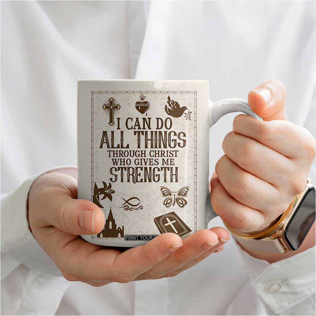 Christian Gifts Coffee Mug I Can Do All Things Through Christ Bible Verse Philippians 4:13 TB10 Print Your Wear