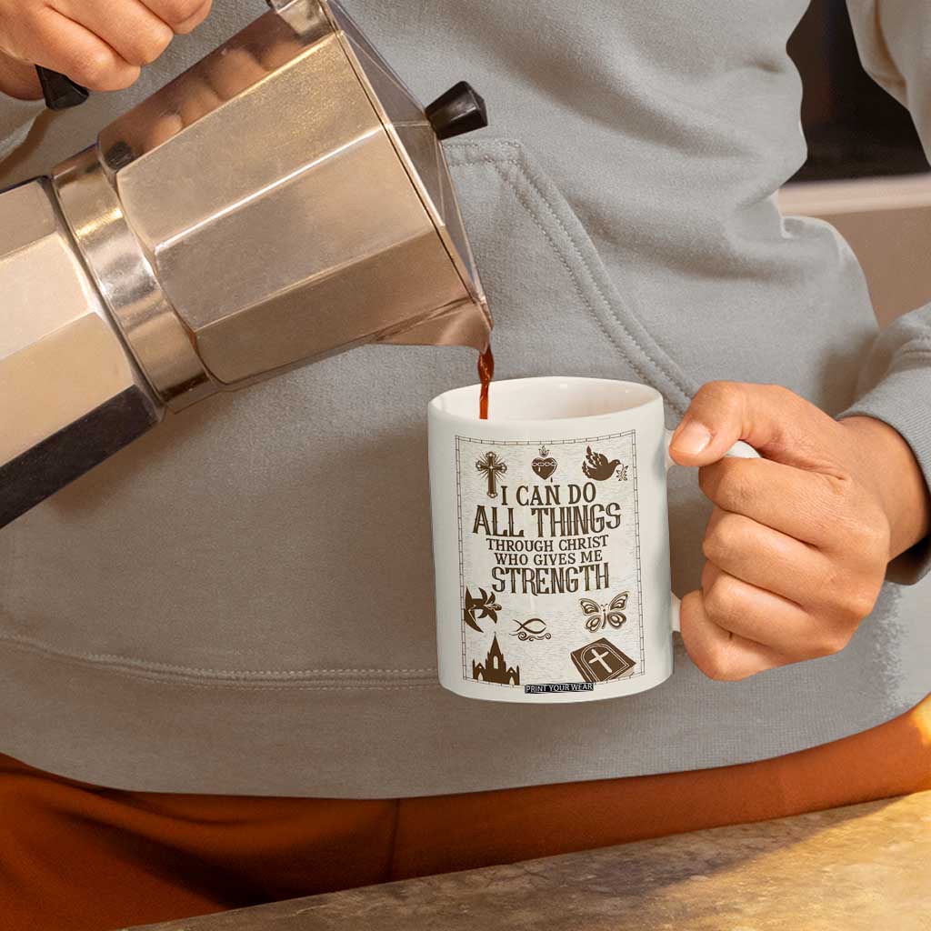 Christian Gifts Coffee Mug I Can Do All Things Through Christ Bible Verse Philippians 4:13 TB10 Print Your Wear