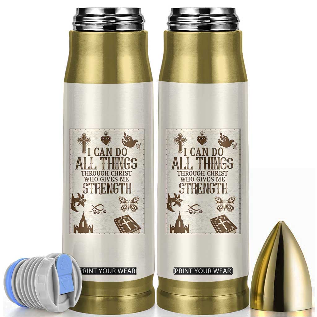 Christian Gifts Bullet Tumbler I Can Do All Things Through Christ Bible Verse Philippians 4:13 TB10 Beige Print Your Wear