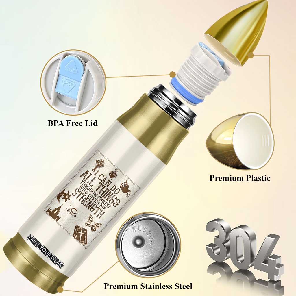 Christian Gifts Bullet Tumbler I Can Do All Things Through Christ Bible Verse Philippians 4:13 TB10 Print Your Wear
