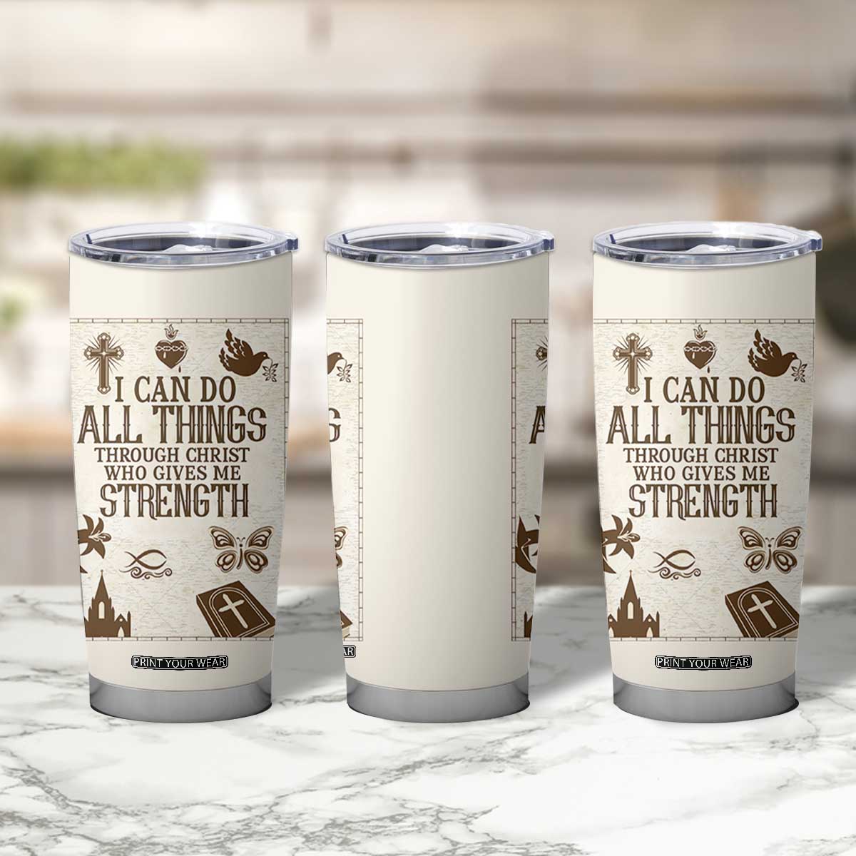 Christian Gifts Tumbler Cup I Can Do All Things Through Christ Bible Verse Philippians 4:13 TB10 Print Your Wear