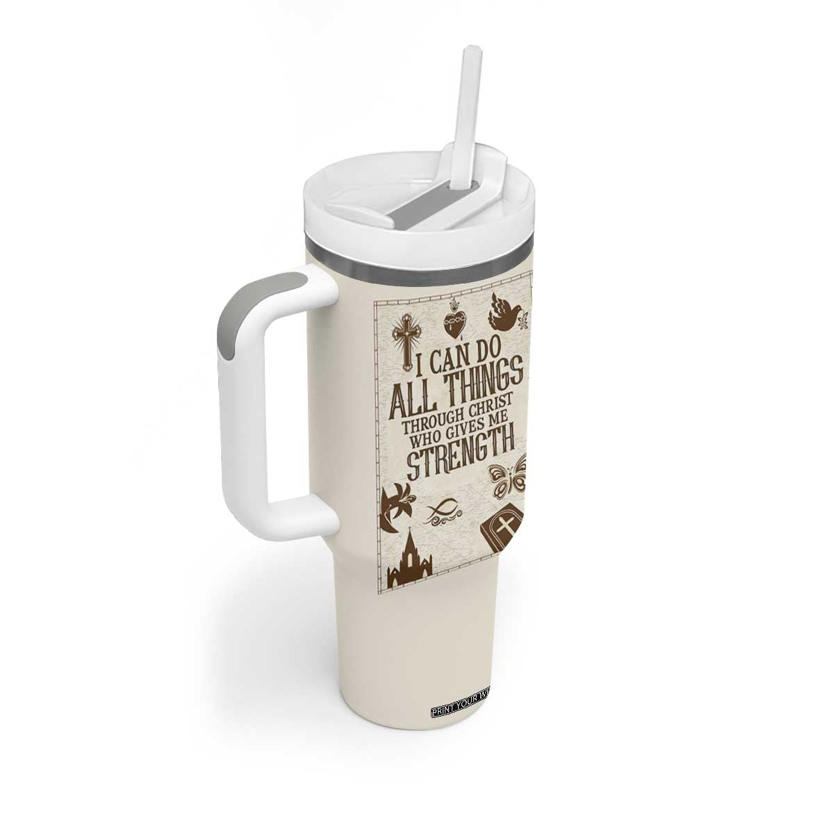 Christian Gifts Tumbler With Handle I Can Do All Things Through Christ Bible Verse Philippians 4:13 TB10 Print Your Wear
