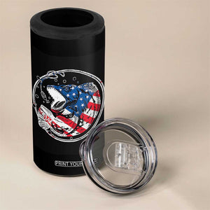 Reel Cool Dad 4 in 1 Can Cooler Tumbler Funny Father's Day Gift For Dad Fishing Lover American Flag TB10 Print Your Wear