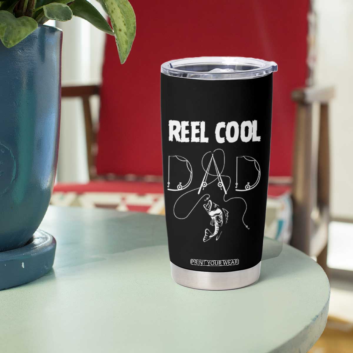 Reel Cool Dad Tumbler Cup Funny Father's Day Gift For Dad Fishing Lover American Flag TB10 Print Your Wear