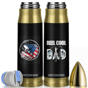 Reel Cool Dad Bullet Tumbler Funny Father's Day Gift For Fishing Lover American Flag TB10 Black Print Your Wear