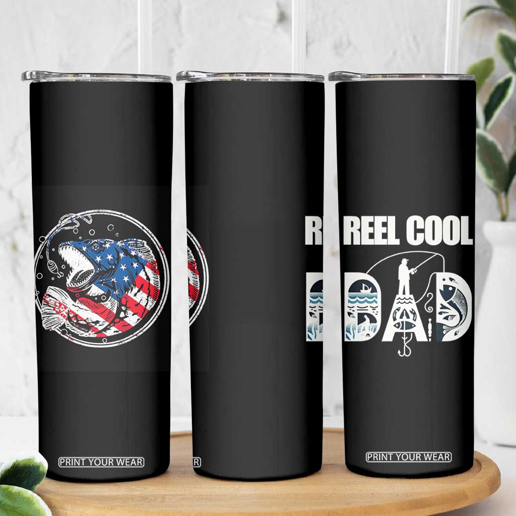 Reel Cool Dad Skinny Tumbler Funny Father's Day Gift For Fishing Lover American Flag TB10 Print Your Wear