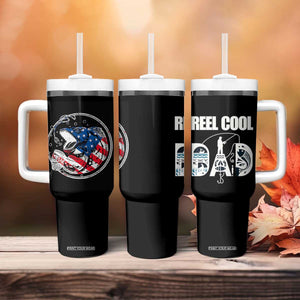 Reel Cool Dad Tumbler With Handle Funny Father's Day Gift For Fishing Lover American Flag TB10 Print Your Wear