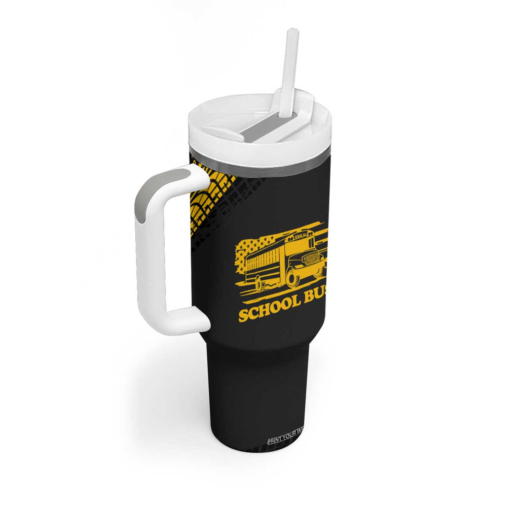 School Bus Driver Appreciation Tumbler With Handle Funny Nutrition Facts American USA Flag TB10 Print Your Wear