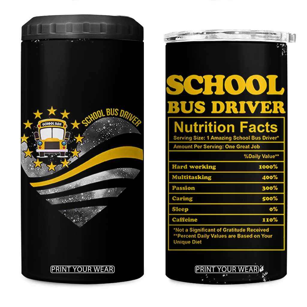 School Bus Driver Gifts 4 in 1 Can Cooler Tumbler Bus Driver Christmas Appreciation Gift TB10 One Size: 16 oz Black Print Your Wear