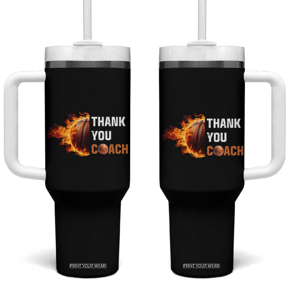Basketball Coach Gifts Tumbler With Handle Thank You Coaches Appreciation Retirement Gift TB10 One Size: 40 oz Black Print Your Wear